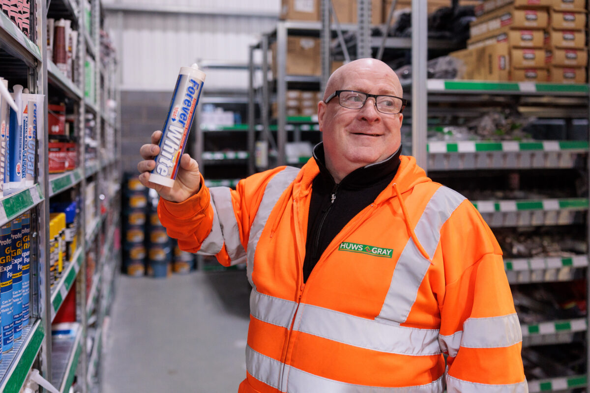 Staff member getting item