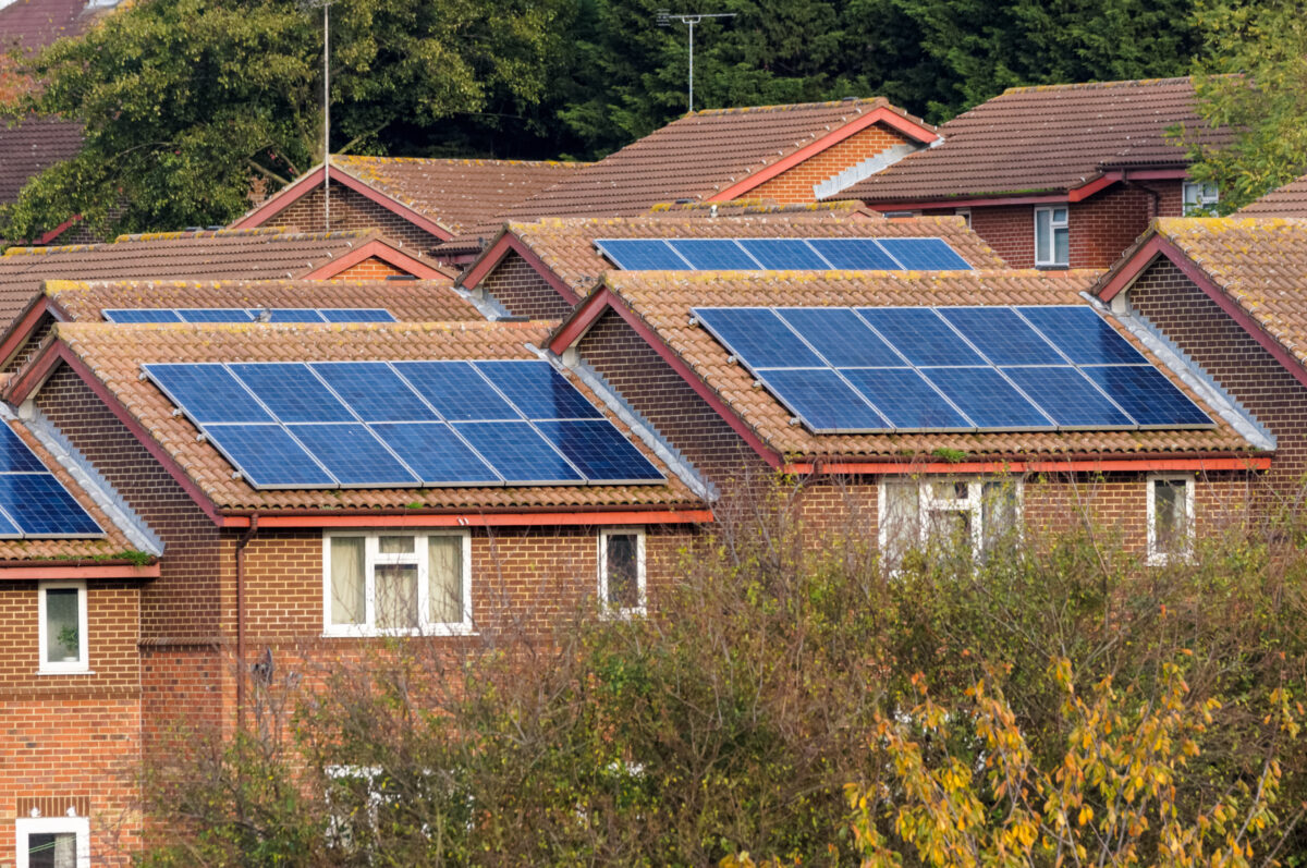 Houses with solar panels on the roof