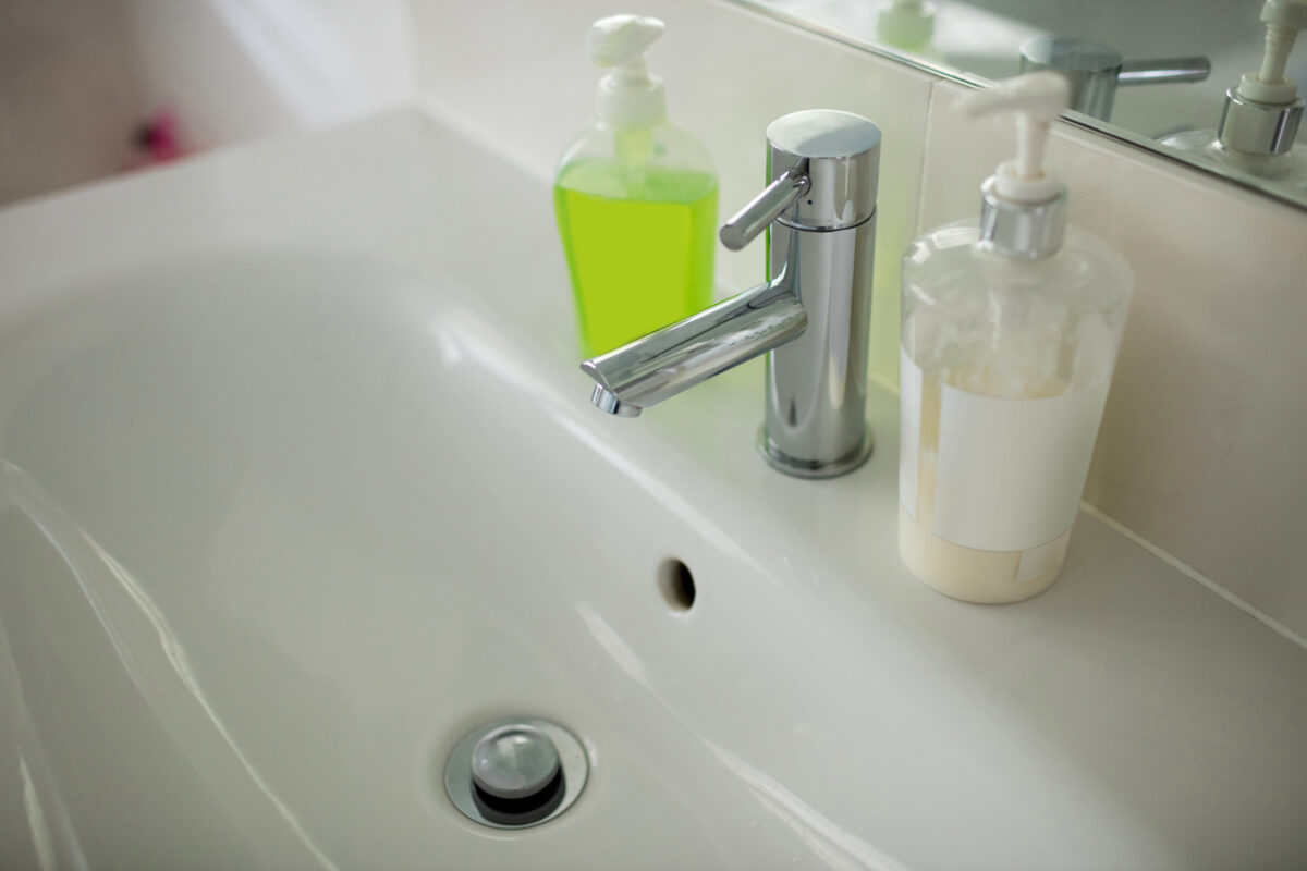 Empty bathroom with hand wash basin at home